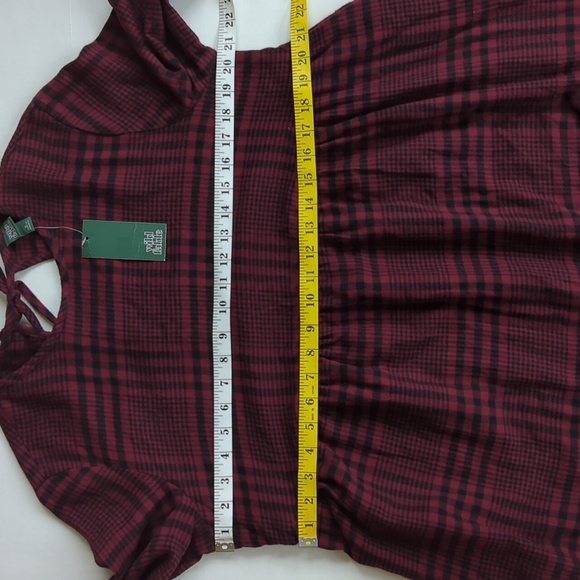 NWT Wild Fable Jumper Plaid Long Sleeve Dress MEDIUM Red Black Pockets - Picture 14 of 16